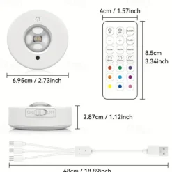 3pcs Rechargeable LED Under Cabinet Light with Remote, Spotlight RGB Color Changing Warm & Neutral White Options Adjustable Brightness Magnetic Mount For Easy Installation for Halloween