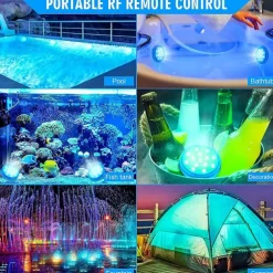 2pcs Rechargeable Submersible Pool Lights with Remote, Swimming Floating Lights IP68 Waterproof Underwater Color Changing Led Floating Lights for Hot Tub Bath