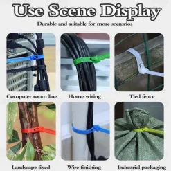 100pcs Reusable Self-Locking Nylon Cable Ties 5×300mm - Heavy Duty Adjustable Zip Ties with Buckle Design for Securing Cables, Wires
