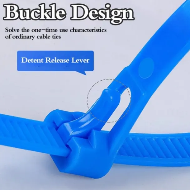100pcs Reusable Self-Locking Nylon Cable Ties 5×300mm - Heavy Duty Adjustable Zip Ties with Buckle Design for Securing Cables, Wires