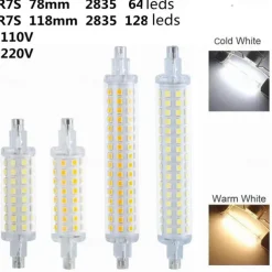 1/2pcs R7S LED Double Ended Aluminum Parts with Cover Halogen Light Household Lighting Bulbs R7S LED 118mm Tube Bulb 78mm Floodlight 220V High Power Working Light Garage Landscape Lighting