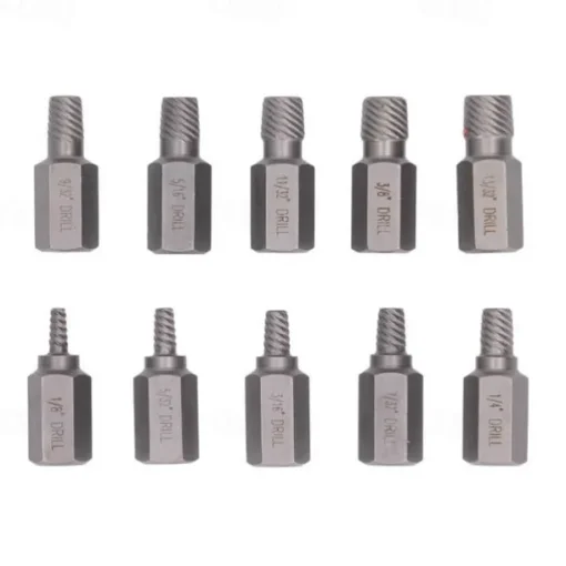 10PCS Screw Extractors Hex Head Multi Spline Broken Screws Bolts Removal Tool Left Spiral DIY Tool Set