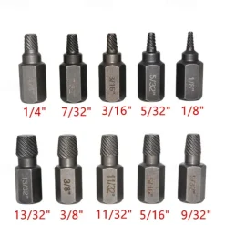 10PCS Screw Extractors Hex Head Multi Spline Broken Screws Bolts Removal Tool Left Spiral DIY Tool Set