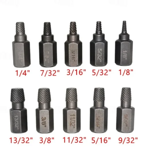 10PCS Screw Extractors Hex Head Multi Spline Broken Screws Bolts Removal Tool Left Spiral DIY Tool Set