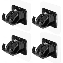 4Pcs Self Adhesive Curtain Rod Bracket Punch-free Curtain Rod Clips Nail-Free Hook Adjustable Shower Curtain Rod Hanging Holder