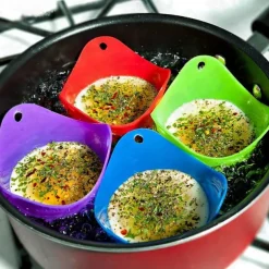 4pcs Set Silicone Egg Poacher Cook Poach Pods Pan Mould Kitchen Tool Baking Poached Cup