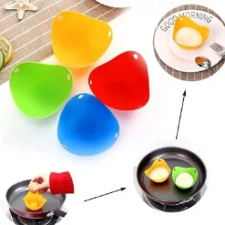 4pcs Set Silicone Egg Poacher Cook Poach Pods Pan Mould Kitchen Tool Baking Poached Cup