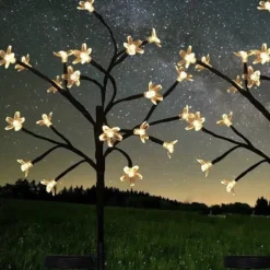 2pcs Solar Bee Lawn Lights - 40LEDs Waterproof Outdoor Cherry Blossom Pathway Garden Lights for Holiday, Wedding and Walkway Decoration