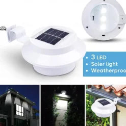 2/4pcs Solar Fence Light, Solar Gutter Light Outdoor 3LED Waterproof Deck Sink Wall Light, Garden Landscape Lighting Wall Light, Villa Decoration Light Porch Terrace Driveway Deck Stairs Lighting