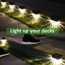 2/4pcs Solar Fence Lights Outdoor Deck Lights Warm White Waterproof RGB 2 Modes Garden Lights Villa Patio Decoration Landscape Fence Stair Lights