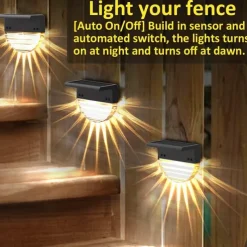 2/4pcs Solar Fence Lights Outdoor Deck Lights Warm White Waterproof RGB 2 Modes Garden Lights Villa Patio Decoration Landscape Fence Stair Lights