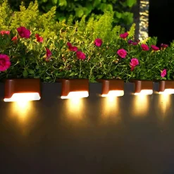 4pcs Solar Fence Lights Outdoor Waterproof Garden Light Courtyard Fence Steps Balcony Walkway Holiday Decoration Lighting Solar Night Lamp