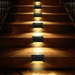 4pcs Solar Fence Lights Outdoor Waterproof Garden Light Courtyard Fence Steps Balcony Walkway Holiday Decoration Lighting Solar Night Lamp