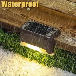 4pcs Solar Fence Lights Outdoor Waterproof Garden Light Courtyard Fence Steps Balcony Walkway Holiday Decoration Lighting Solar Night Lamp