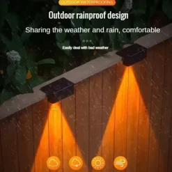 4pcs Solar Fence Lights Outdoor Wall Lamp Garden Pathway Stair Lights Courtyard Patio Porch Yard Decoration