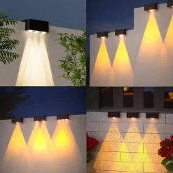 4pcs Solar Fence Lights Outdoor Wall Lamp Garden Pathway Stair Lights Courtyard Patio Porch Yard Decoration