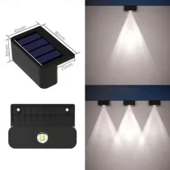 4pcs Solar Fence Lights Outdoor Wall Lamp Garden Pathway Stair Lights Courtyard Patio Porch Yard Decoration