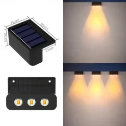 4pcs Solar Fence Lights Outdoor Wall Lamp Garden Pathway Stair Lights Courtyard Patio Porch Yard Decoration