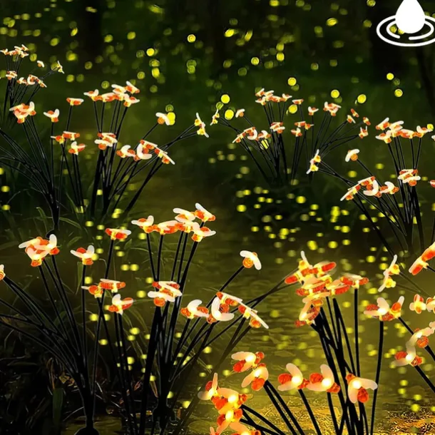 2PCS Solar Firefly Garden Lights, 8/10 LEDs Waterproof Outdoor Garden Lights with 2 Lighting Modes IP65 Swaying Lights for Christmas, Yard, Patio, and Walkway Decoration