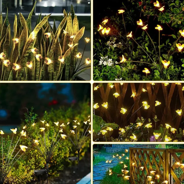 2PCS Solar Firefly Garden Lights, 8/10 LEDs Waterproof Outdoor Garden Lights with 2 Lighting Modes IP65 Swaying Lights for Christmas, Yard, Patio, and Walkway Decoration