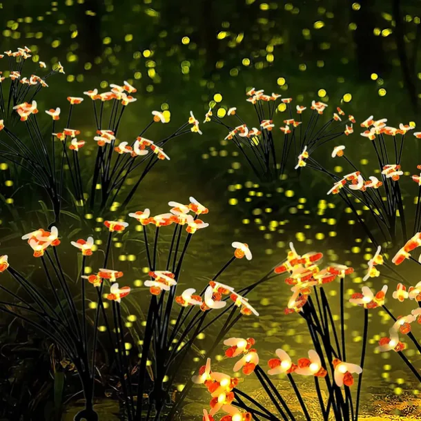 2PCS Solar Firefly Garden Lights, 8/10 LEDs Waterproof Outdoor Garden Lights with 2 Lighting Modes IP65 Swaying Lights for Christmas, Yard, Patio, and Walkway Decoration