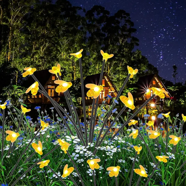 2PCS Solar Firefly Garden Lights, 8/10 LEDs Waterproof Outdoor Garden Lights with 2 Lighting Modes IP65 Swaying Lights for Christmas, Yard, Patio, and Walkway Decoration