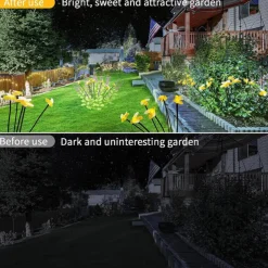 2PCS Solar Firefly Garden Lights, 8/10 LEDs Waterproof Outdoor Garden Lights with 2 Lighting Modes IP65 Swaying Lights for Christmas, Yard, Patio, and Walkway Decoration