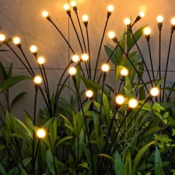 2pcs Solar Garden Lights Starburst Swaying Update Lights 10leds Solar LED Light Outdoor Garden Lights Firework Firefly Swaying Light Landscape Lighting for Yard Pathway Lawn Garden Decoration