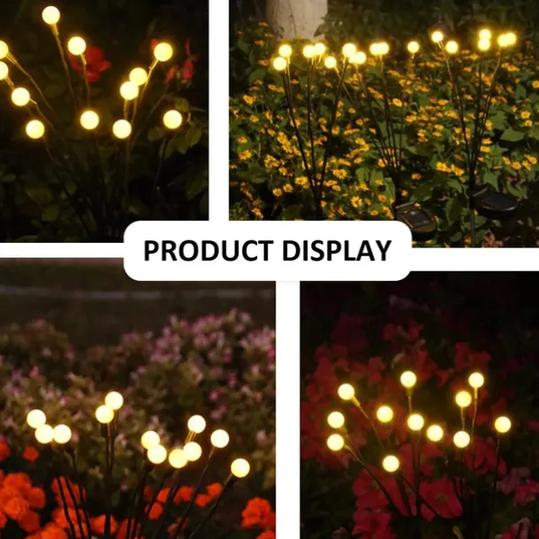 2pcs Solar Garden Lights Starburst Swaying Update Lights 10leds Solar LED Light Outdoor Garden Lights Firework Firefly Swaying Light Landscape Lighting for Yard Pathway Lawn Garden Decoration