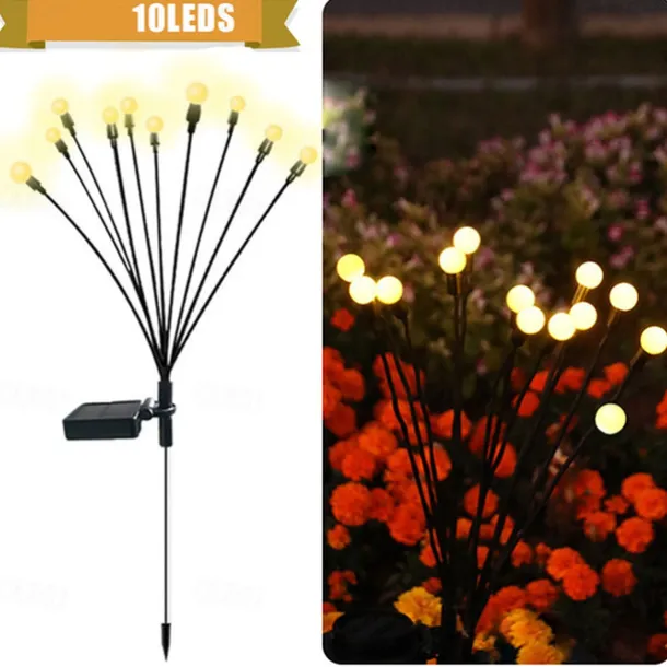 2pcs Solar Garden Lights Starburst Swaying Update Lights 10leds Solar LED Light Outdoor Garden Lights Firework Firefly Swaying Light Landscape Lighting for Yard Pathway Lawn Garden Decoration