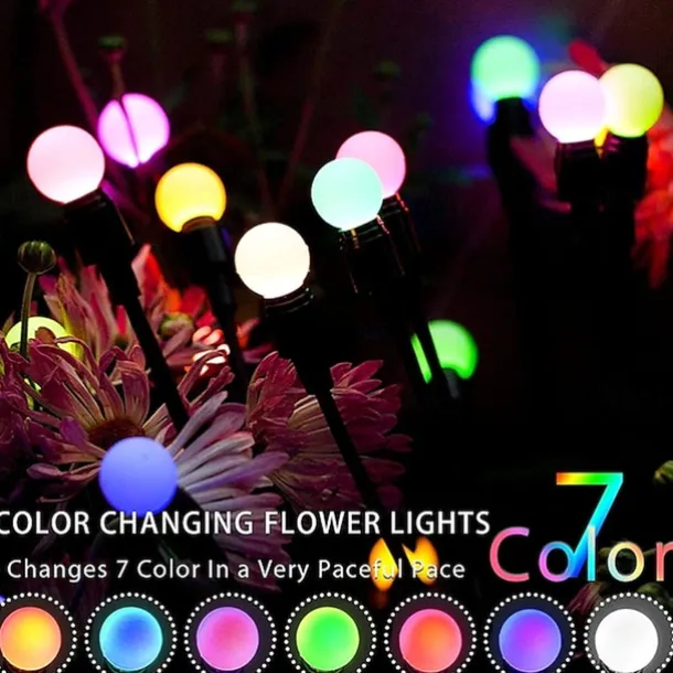 2pcs Solar Garden Lights Starburst Swaying Update Lights 10leds Solar LED Light Outdoor Garden Lights Firework Firefly Swaying Light Landscape Lighting for Yard Pathway Lawn Garden Decoration