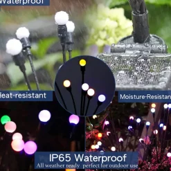 2pcs Solar Garden Lights Starburst Swaying Update Lights 10leds Solar LED Light Outdoor Garden Lights Firework Firefly Swaying Light Landscape Lighting for Yard Pathway Lawn Garden Decoration