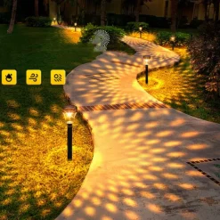 2/6pcs Solar Garden Pathway Lights Outdoor LED Lawn Lamp RGB Warm White Color for Garden Decor Landscape Lighting