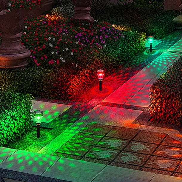 2/6pcs Solar Garden Pathway Lights Outdoor LED Lawn Lamp RGB Warm White Color for Garden Decor Landscape Lighting