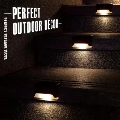 16pcs Solar Garden Step Stair Lights, Durable Waterproof Stair Deck Decor - Bright Aisle, Wall & Rail Illumination for Household Gardens, Energ Saving Outdoor Lighting Solution