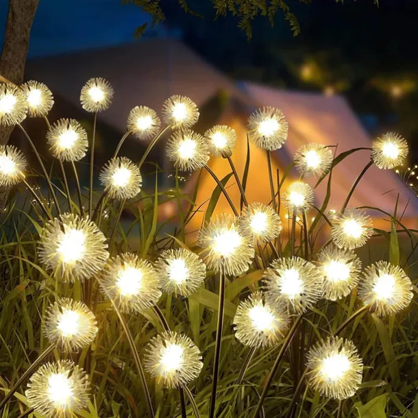 2pcs Solar Garden Swinging Light Solar Powered Dandelion Light 6/8LED Outdoor IP65 Waterproof Patio Light Path Landscape Outdoor Walkway Decoration Lamp
