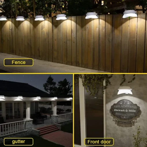 1/4/6pcs Solar Gutter Lights Outdoor Waterproof Solar Fence Light for Deck Access Courtyard Porch Driveway Garage Stair Wall Landscape Decoration Lighting Solar Night Light