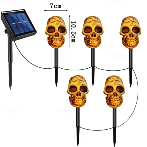 5pcs Solar Halloween Outdoor Waterproof Lawn Lights Pumpkin Skull Headlights Villa Courtyard Walkway Outdoor Garden Landscape Lamp Halloween Party Scary Night Light