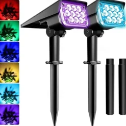 2PCS Solar Landscape Spotlight Outdoor 2 Brightness Modes 2 in 1 Solar Landscape Spotlight IP67 Waterproof Solar outdoor light lawn light pathway lights