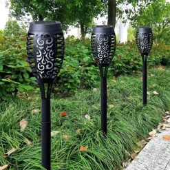 2/4pcs Solar Lights Outdoor Solar Torch Lights with Flickering Flame 12 LEDs for Halloween Decorations Waterpoof Landscape Auto On/Off Garden Patio Home Decoration Lantern