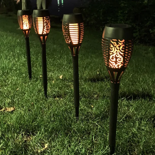 2/4pcs Solar Lights Outdoor Solar Torch Lights with Flickering Flame 12 LEDs for Halloween Decorations Waterpoof Landscape Auto On/Off Garden Patio Home Decoration Lantern