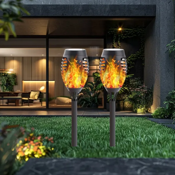 2/4pcs Solar Lights Outdoor Solar Torch Lights with Flickering Flame 12 LEDs for Halloween Decorations Waterpoof Landscape Auto On/Off Garden Patio Home Decoration Lantern