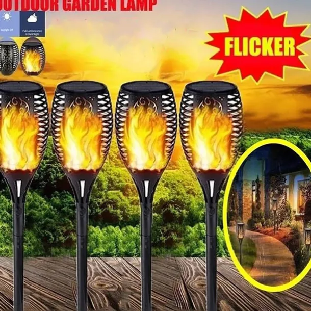 2/4pcs Solar Lights Outdoor Solar Torch Lights with Flickering Flame 12 LEDs for Halloween Decorations Waterpoof Landscape Auto On/Off Garden Patio Home Decoration Lantern