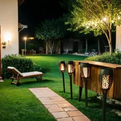 2/4pcs Solar Lights Outdoor Solar Torch Lights with Flickering Flame 12 LEDs for Halloween Decorations Waterpoof Landscape Auto On/Off Garden Patio Home Decoration Lantern