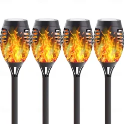 2/4pcs Solar Lights Outdoor Solar Torch Lights with Flickering Flame 12 LEDs for Halloween Decorations Waterpoof Landscape Auto On/Off Garden Patio Home Decoration Lantern