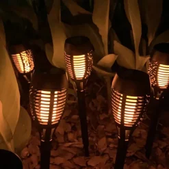 2/4pcs Solar Lights Outdoor Solar Torch Lights with Flickering Flame 12 LEDs for Halloween Decorations Waterpoof Landscape Auto On/Off Garden Patio Home Decoration Lantern