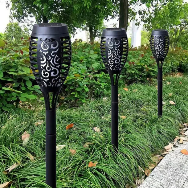 2/4pcs Solar Lights Outdoor Solar Torch Lights with Flickering Flame 12 LEDs for Halloween Decorations Waterpoof Landscape Auto On/Off Garden Patio Home Decoration Lantern