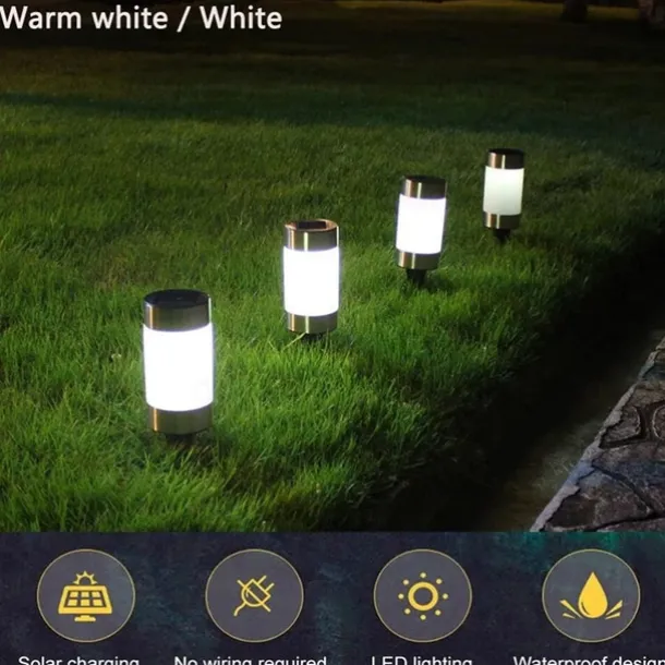 2pcs Solar Mini Pathway Lights Outdoor Garden Lights Ground Plug Led Garden Lamp Super Bright Solar Plastic Lawn Lamp Garden Landscape Lamp