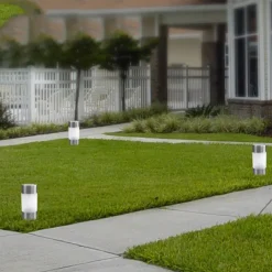 2pcs Solar Mini Pathway Lights Outdoor Garden Lights Ground Plug Led Garden Lamp Super Bright Solar Plastic Lawn Lamp Garden Landscape Lamp