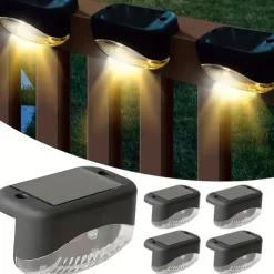 4pcs Solar Outdoor Deck Lights Waterproof Courtyard Garden Scenic Villa Park Light Balcony Stairs Wall And Railings Decorated With Solar Night Lights